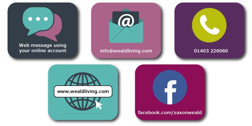 Icons explaining Weald Living's social media accounts